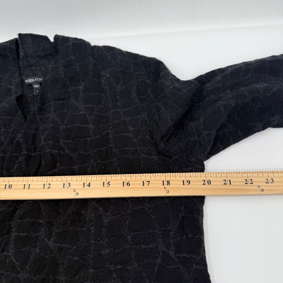 Eileen Fisher Cardigan Women Large Black Comfy Wool Blend Open Front Sweater - Picture 11 of 13